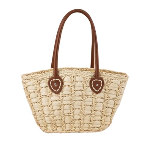 GAOJUNAN Korbtasche Frauen Strandtasche Sommer Stroh Handtasche Gewebt Tote Umschlag Umhängetasche Geflochtene Tasche(Beige) von GAOJUNAN