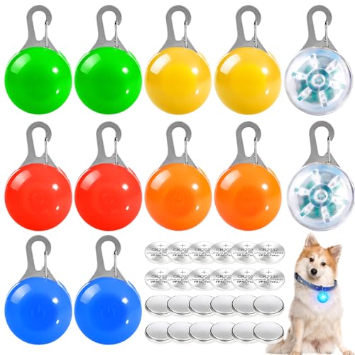 12 Stück Hunde Leuchtanhänger, Blinklicht Hund, Hunde Sicherheits Blinklicht Clip-On LED Leuchtanhänger Haustier Leuchthalsband mit 3 Blinkmodis, Leuchtanhänger für Schulranzen und Kinder - LED von GAOUTO