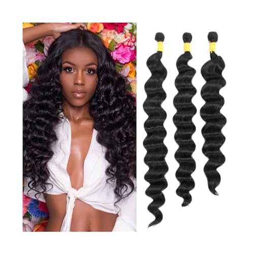 Haarbündel, Menschliches Haar Bundles Lose Tiefe Welle Bundles for Schwarze Frauen 1/3/4 Pcs Indische Remy Haar Extensions 8-40 Zoll lockige Webart Bundles,Einfach zu tragen und zu stylen(12 14 16) von GAOWINLY