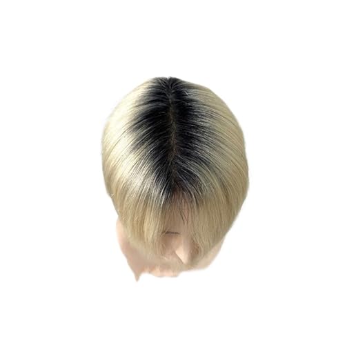 Herrenperücken, 100% Echthaar, Ombre-Mikroskin-Haarprothese for Männer, 0,08 mm, doppelt geknotete Kapillarprothese for Männer, Toupet, Perücken for Männer,zum Abdecken dünner werdenden Haares(Dark von GAOWINLY