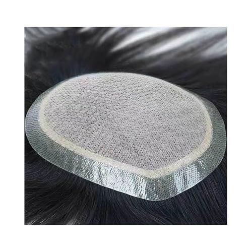 Herrenperücken, Haarteil for Männer, Echthaar-Ersatzsysteme, Seidenbasis mit PU-Haut, Toupet for Männer, natürliche Kopfhaut, glattes Remy-Haar, Einheit for männliche Haarprothese,zum Abdecken dünner von GAOWINLY
