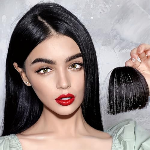 Pony-Clip, Air Bangs Haar-Styling-Werkzeuge, Haar-Clip-In-Verlängerung, Echthaar, Fransen, natürliches Haarteil, Frauen-Clip-In-Pony,Air Bangs für Frauen(Light Brown) von GAOWINLY