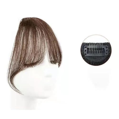 Pony-Clip, Air Bangs Perücke for Frauen mit natürlicher vorderer Stirn, unsichtbarer Haarklappe, rundes Gesicht, französischer Pony, gefälschter Pony,Air Bangs für Frauen(Light Brown) von GAOWINLY