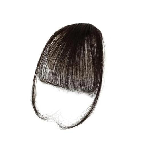Pony-Clip, Echthaar-Pony, natürlicher Bang-Haarclip, Pony, Fransen mit Schläfen, Haarteil for Frauen, Clip-on-Air-Bang, 11,4 cm,Air Bangs für Frauen(Dark Brown) von GAOWINLY