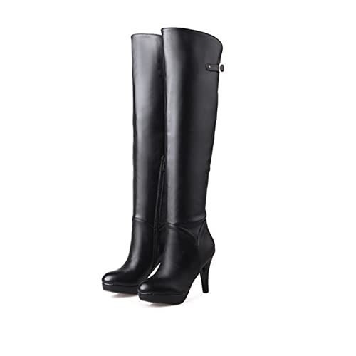 GAOword 10 cm modische High Heels sexy elegante Damen Nachtclub-Stiefel, kniehoch, Tanzstiefel, schwarz, 36 von GAOword