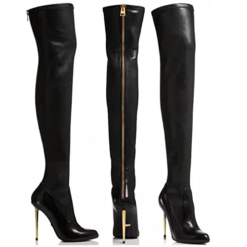 GAOword 11CM / 4,33IN Mode Spitzstiefel Laufsteg Nachtclub Overknee Stiefel Sexy Lady High Knee High Pole Dance Ritter Stiefel,Schwarz,36 EU von GAOword