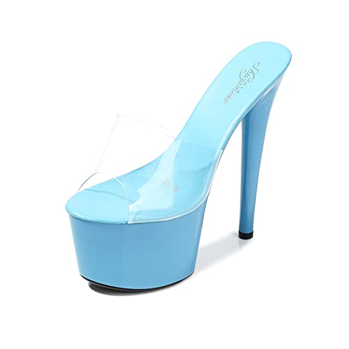 GAOword 15 cm / 5,9 cm Frauen Super High Heel Stiletto High Heels Mode High Heels-Nachtclub Offene Tehe Sexy Platform High Heels,Blau,43 EU von GAOword