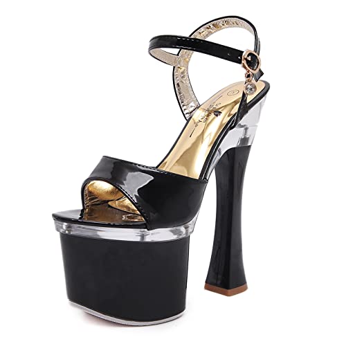 GAOword Nachtclub Super High Heels 17 cm Sandalen Frauen Arbeit Schuhe Catwalk Pole Tanzschuhe,Schwarz,39 EU von GAOword