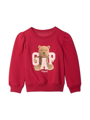 GAP Baby-Sweatshirt für Mädchen, Fleece, Puffärmel, Rundhalsausschnitt, Schlitten, 18-24 Monate von GAP