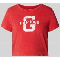 GAP Cropped T-Shirt mit Label-Print in Rot, Größe M von GAP