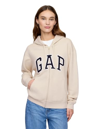 Gap Damen Logo Hoodie Hooded Full Zip Sweatshirt, Chino II, XXL von GAP