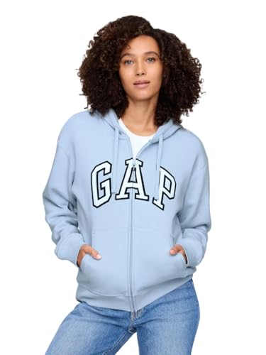 Gap Damen Logo Hoodie Hooded Full Zip Sweatshirt, Light Blue Shadow V2, XXL von GAP