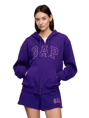 GAP Damen Logo Hoodie Hooded Full Zip Sweatshirt, Purple Candy, Größe XL von GAP