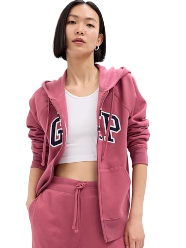 GAP Damen Logo Hoodie Hooded Full Zip Sweatshirt, Trockene Rose, L von GAP