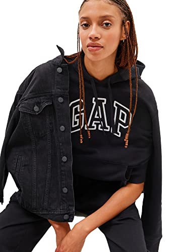 GAP Damen Kapuzen Logo Sweatshirt, True Black, L von GAP