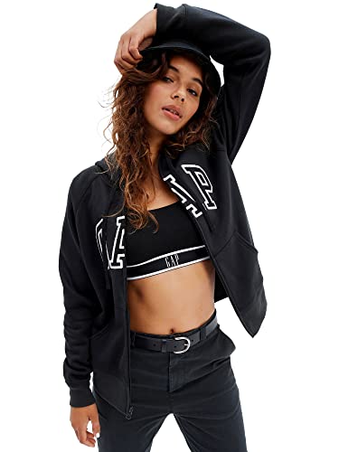 GAP Damen Logo Hoodie Hooded Full Zip Sweatshirt, True Black, XXL von GAP