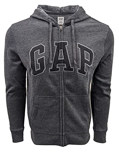 GAP Herren-Kapuzenpullover mit durchgehendem Reißverschluss, Fleece, Anthrazit (schwarzes Logo), Large von GAP
