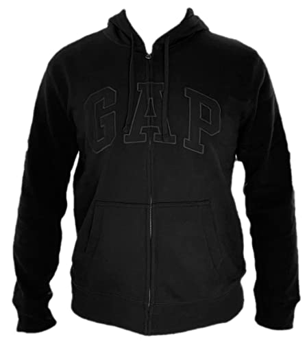GAP Herren Kapuzenpullover mit durchgehendem Reißverschluss aus Fleece, Schwarz/schwarzes Logo, XX-Large von GAP