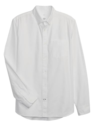 GAP Herren Langärmeliges Oxford Knopfleiste Hemd mit Button-Down-Kragen, Weiß, L von GAP