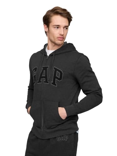GAP Herren Logo Heritage Hoodie Hooded Full Zip Sweatshirt, Anthrazit, Medium von GAP