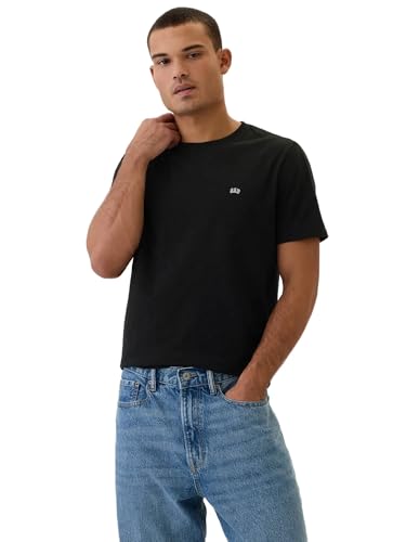 GAP Herren-T-Shirt mit Rundhalsausschnitt und weichem Micro-Logo, True Black V2, Klein von GAP