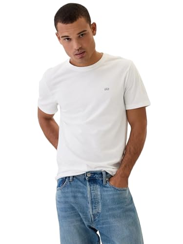Gap Herren-T-Shirt mit Rundhalsausschnitt und weichem Micro-Logo, White V2 Global, L von GAP