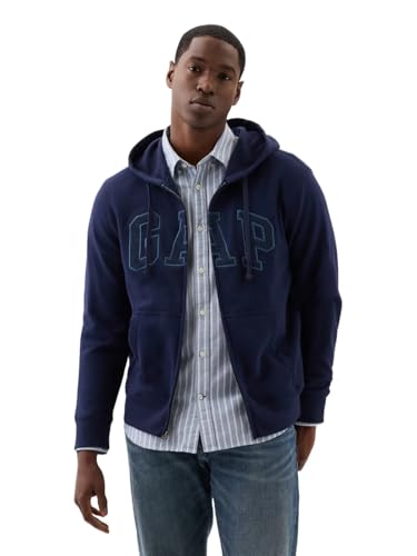 GAP Herren Logo Hoodie Hooded Full Zip Sweatshirt, Tapisserie Marineblau, Medium von GAP