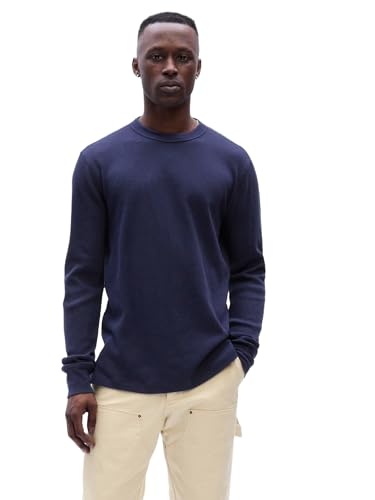 GAP Herren Waffle Knit T-Shirt, Marineblaue Uniform, X-Klein von GAP
