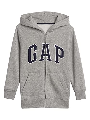 GAP Jungen Logo Hoodie Hooded Full Zip Sweatshirt, Hellgrau meliert, S von GAP