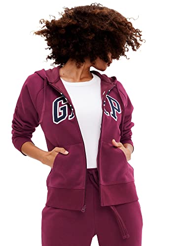 GAP Kapuzenpullover mit Logo für Damen, durchgehendem Reißverschluss, Rubinwein, M von GAP