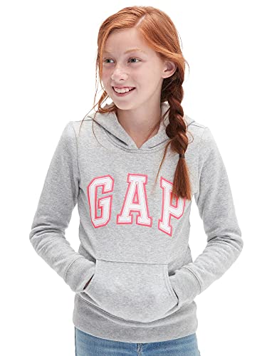 GAP Mädchen Logo Hoodie Kapuzenpullover, Hellgrau meliert, S von GAP