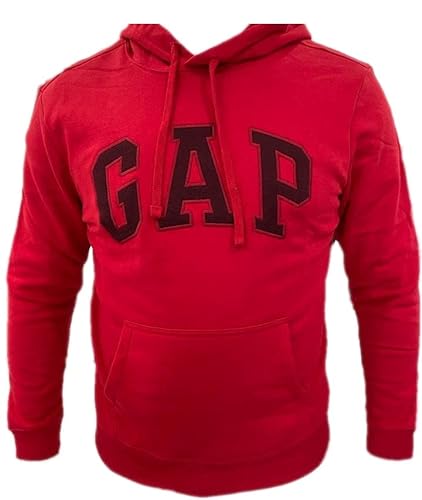 GAP Pullover Herren Fleece Hoodie Arch Logo Langarm, Rotes/dunkles Logo, X-Large von GAP