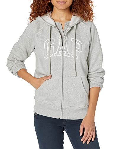 GAP Sweatshirt mit Kapuze und durchgehendem Reißverschluss mit Logo für Damen, grau (Light Heather Grey), 36 von GAP