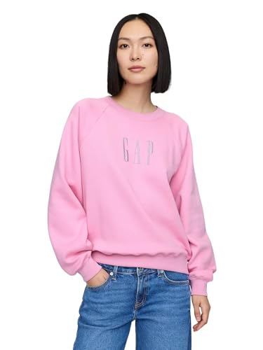 Gap Damen Logo Raglan Crewneck Sweatshirt, Sugar Pink, M von GAP