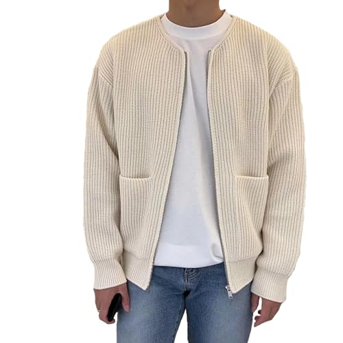 GARCAN Herren-Winterpullover Aus Wolle Winter-Baumwoll-Strickjacke, V-Ausschnitt Elegante Strickjacke Jacken Mit Leichtem Elegantem Reißverschluss Weich Bequem Leicht Und Atmungsaktiv,C,4XL von GARCAN