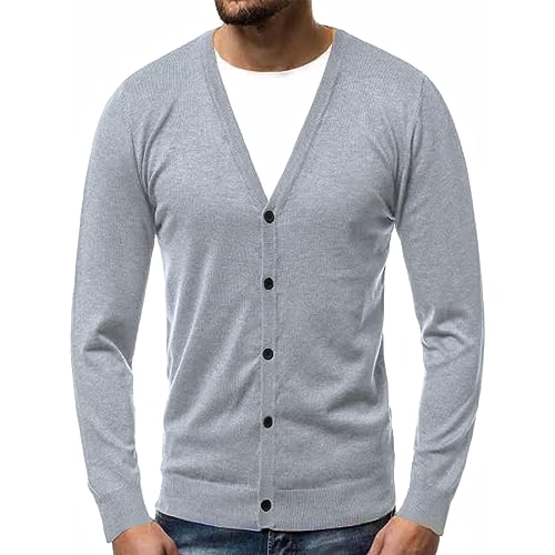 GARCAN Stylischer Strickjackenpullover Für Herren. Klassische Strickjacke Mit Knopfleiste Für Herren. Leichte Strickjacke Mit V-Ausschnitt Für Herren. Strickjacke Mit Reißverschluss Für Herren,E,5XL von GARCAN