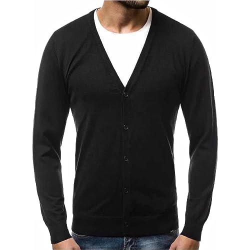 Stylischer Strickjackenpullover Für Herren. Klassische Strickjacke Mit Knopfleiste Für Herren. Leichte Strickjacke Mit V-Ausschnitt Für Herren. Strickjacke Mit Reißverschluss Für Herren,A,M von GARCAN