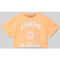 Garcia Cropped T-Shirt mit Motiv-Print in Apricot, Größe 152 von Garcia