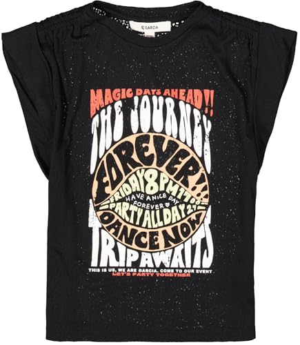 GARCIA Mädchen T- Shirt mit Grafik-Print, Größe:152/158, Farbe:Off Black von GARCIA