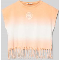 Garcia T-Shirt mit ausgefranstem Saum in Apricot, Größe 152 von Garcia