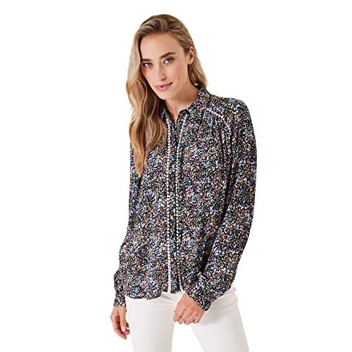 Garcia Damen Shirt Long Sleeve Bluse, Black, M von GARCIA