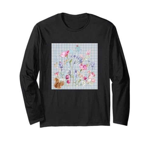 Damen Aquarell Blumen Aquarell Blume Eichhörnchen & Marienkäfer Langarmshirt Damen Aquarell Blumen Aquarell Blume Eichhörnchen & Marienkäfer Langarmshirt von GARDEN BOTANICAL WATERCOLOR GRAPHIC DESIGNS