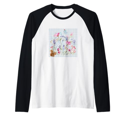 Damen Aquarell Blumen Aquarell Blume Eichhörnchen & Marienkäfer Raglan Damen Aquarell Blumen Aquarell Blume Eichhörnchen & Marienkäfer Raglan von GARDEN BOTANICAL WATERCOLOR GRAPHIC DESIGNS