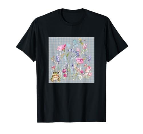 Damen Blumen Aquarell Botanische Blume Frosch Kröte Drache T-Shirt Damen Blumen Aquarell Botanische Blume Frosch Kröte Drache T-Shirt von GARDEN BOTANICAL WATERCOLOR GRAPHIC DESIGNS