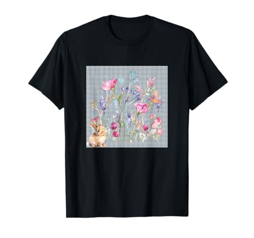 Damen Blumen Aquarell Botanische Blume Hase & Humming T-Shirt Damen Blumen Aquarell Botanische Blume Hase & Humming T-Shirt von GARDEN BOTANICAL WATERCOLOR GRAPHIC DESIGNS