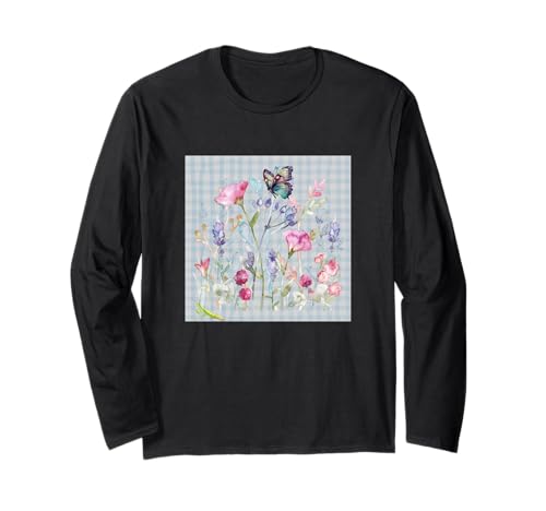 Damen Blumen Aquarell Botanische Blume Schmetterling & Mantis Langarmshirt Damen Blumen Aquarell Botanische Blume Schmetterling & Mantis Langarmshirt von GARDEN BOTANICAL WATERCOLOR GRAPHIC DESIGNS