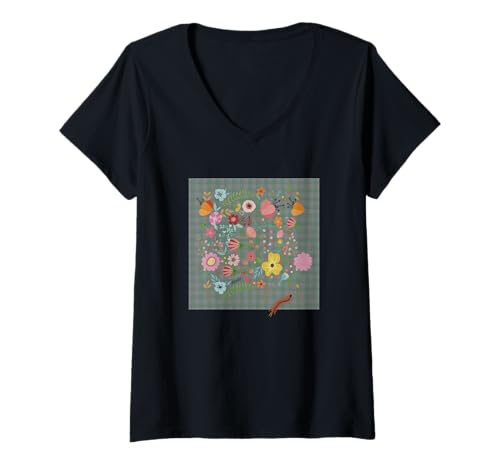 Damen Damen Blumen Aquarell Botanische Blumen und Tausendfüßer T-Shirt mit V-Ausschnitt Damen Damen Blumen Aquarell Botanische Blumen und Tausendfüßer T-Shirt mit V-Ausschnitt von GARDEN BOTANICAL WATERCOLOR GRAPHIC DESIGNS