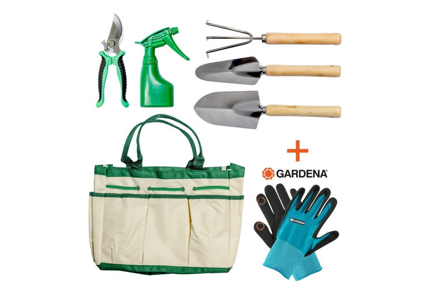 GARDENA Gartenhandschuhe 6-teiliges Gartenwerkzeug set & Gardena Gartenhandschuhe Gr. L von GARDENA