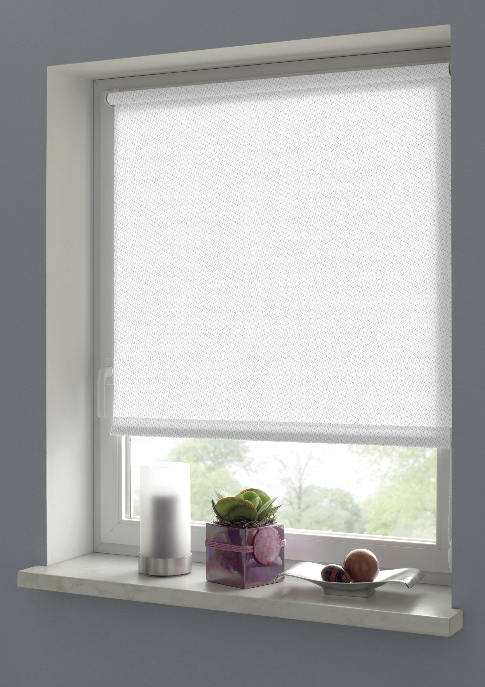 GARDINIA Rollo "Shaun" blickdicht Sichtschutz mit Bohren/ohne Bohren freihängend Rautenmuster als die Wolle von GARDINIA