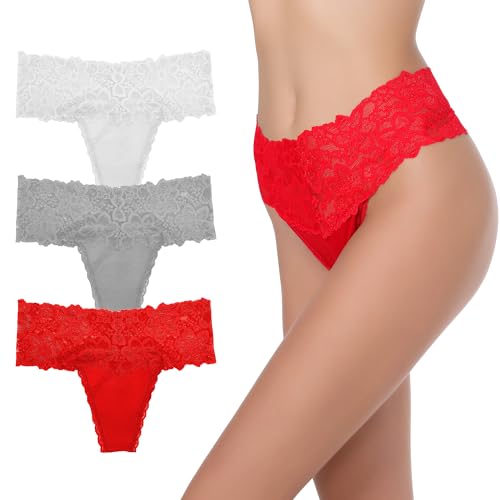 GAREDOB Hohe Taille Retro Baumwolle String 6 Stück Plus Size Pantys für Frauen, 3er-Pack C, Large von GAREDOB